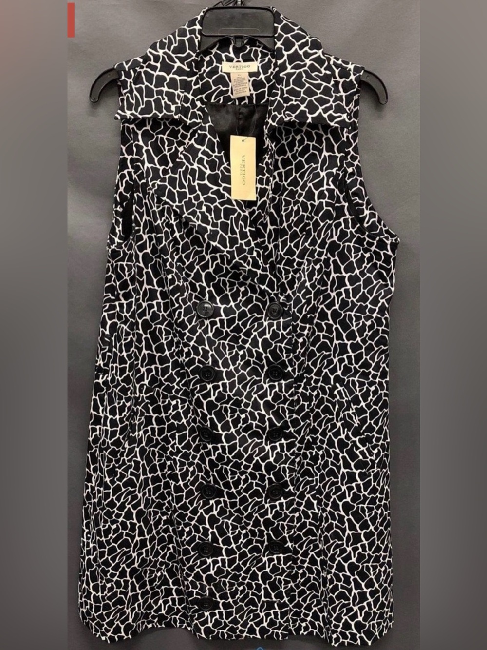 Vertigo Paris Black & White Sleeveless Double-Breasted Tunic